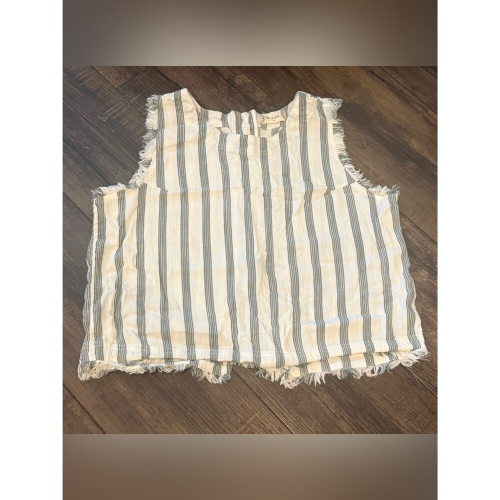 Alter’d State Striped Fringe Sleeveless Button Back Top Size M